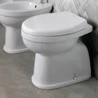 Vaso Wc a Terra in Ceramica con Sedile in Poliestere e Design Moderno - Silice Viadurini
