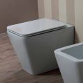 Vaso WC in ceramica bianca design moderno Sun Square, made in Italy