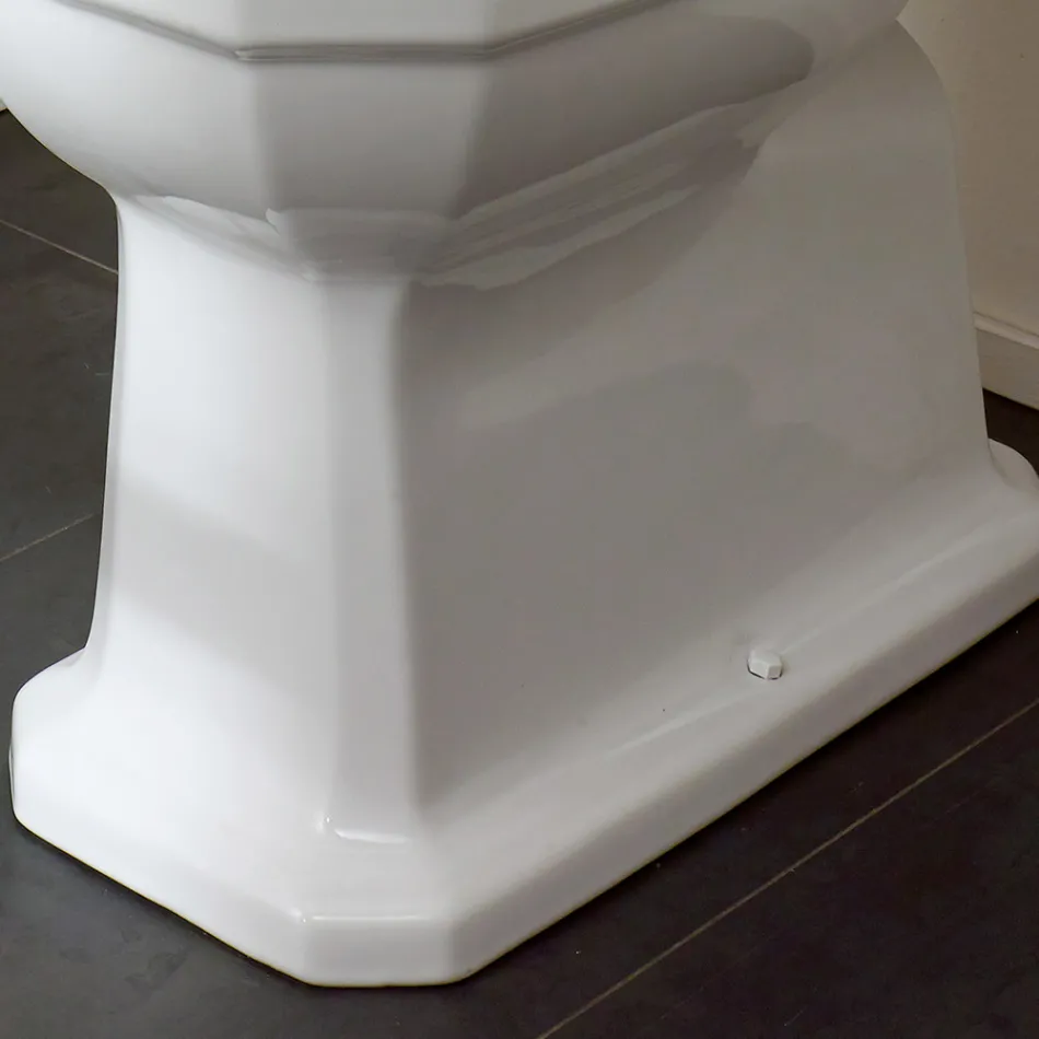 Vaso WC Monoblocco in Ceramica Bianca Vintage, Made in Italy - Nausica Viadurini