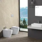 Vaso Wc Rimless a Terra in Ceramica Bianca e Sedile Soft Close - Aster   Viadurini