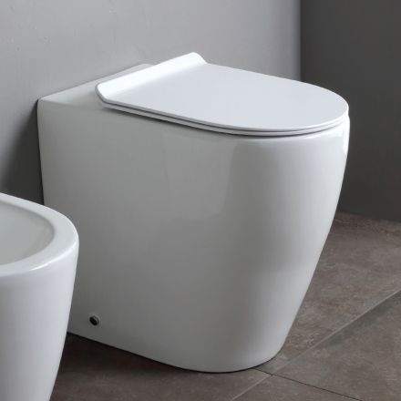 Vaso Wc Rimless e Sedile Soft Close Termoindurente in Ceramica - Oleandro Viadurini