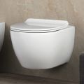 Vaso Wc Rimless Sospeso in Ceramica Bianca con Sedile Soft Close - Aster