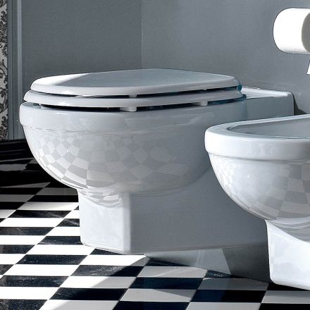 Vaso Wc Sospeso Stile Vintage in Ceramica Bianca Made in Italy – Marwa Viadurini