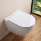 Vaso Wc Sospeso Tecnologia Rimless e Sedile Soft Close in Ceramica - Ginepro   Viadurini