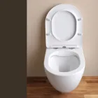 Vaso Wc Sospeso Tecnologia Rimless e Sedile Soft Close in Ceramica - Ginepro   Viadurini