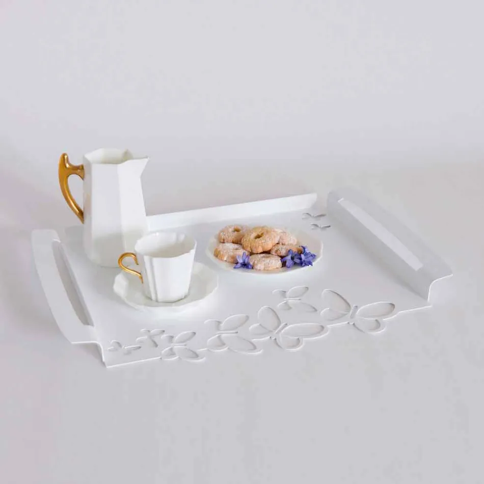 Vassoio da Portata di Design Ferro Bianco, Beige o Avorio Made in Italy – Leida Viadurini