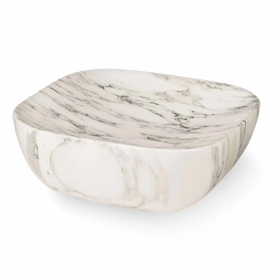 Vassoio di Design in Marmo Bianco di Carrara Arabescato Made in Italy - Roccia Viadurini