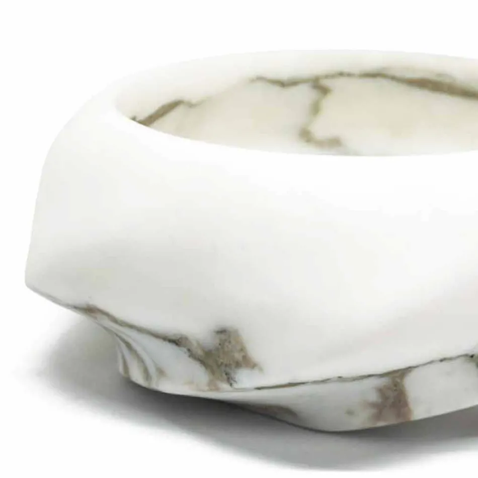 Vassoio di Design Rotondo in Marmo Arabescato Made in Italy - Casimir Viadurini