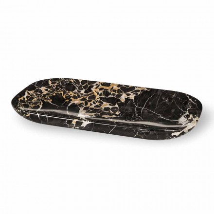 Vassoio Elegante in Marmo Portoro Realizzato in Italia - Etereo Viadurini