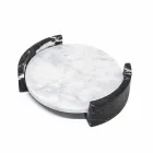 Vassoio Moderno Rotondo in Marmo Bianco di Carrara Made in Italy - Chet Viadurini