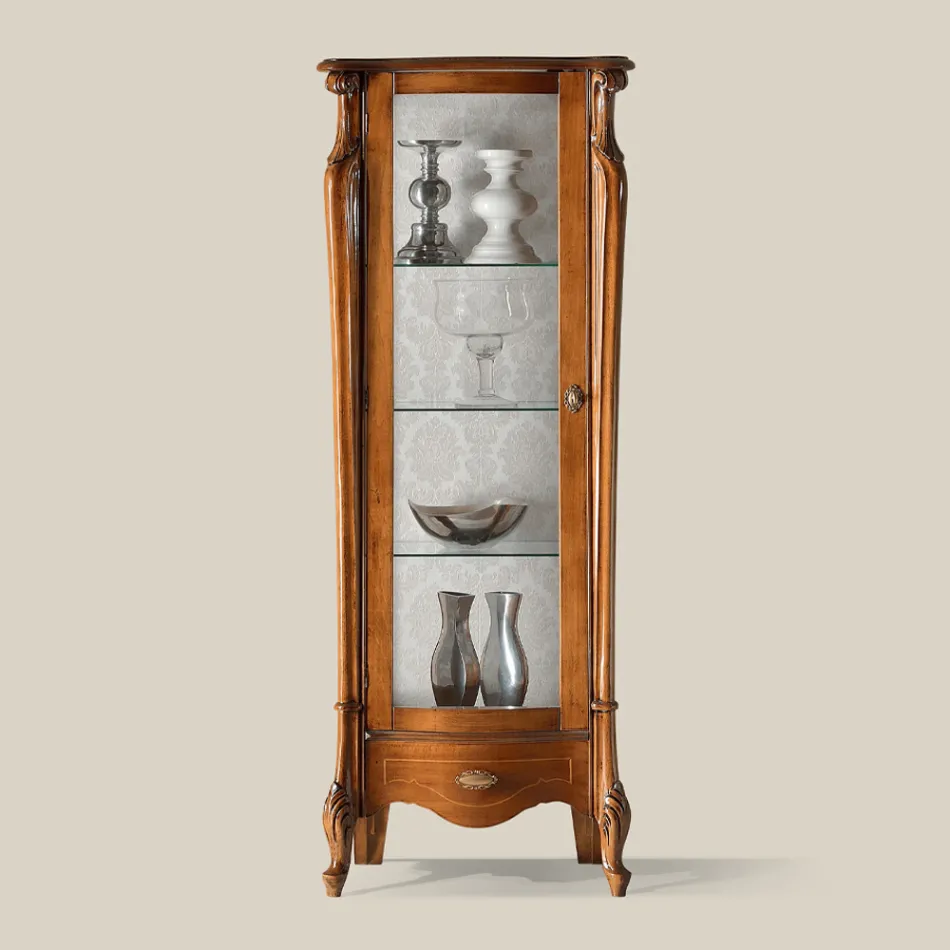 Vetrina Classica con Anta in Legno Bianco o Noce Made in Italy - Caligola Viadurini