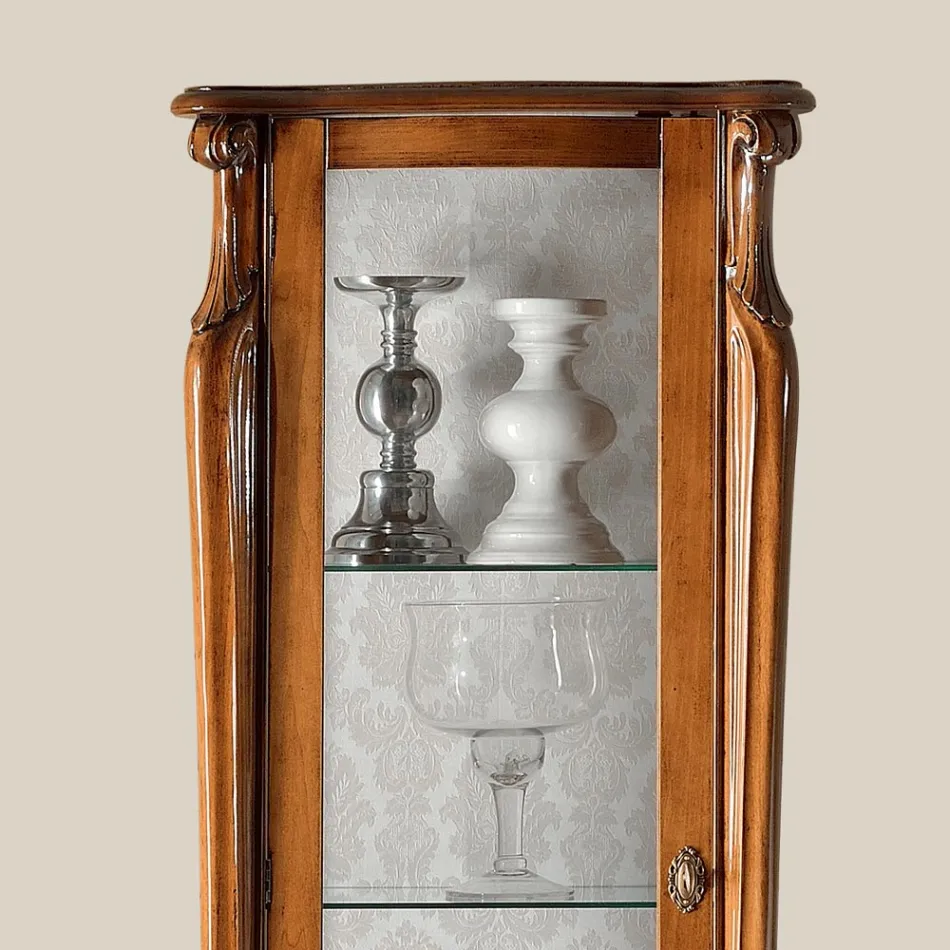 Vetrina Classica con Anta in Legno Bianco o Noce Made in Italy - Caligola Viadurini