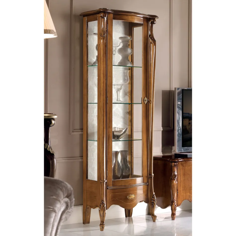 Vetrina Classica con Anta in Legno Bianco o Noce Made in Italy - Caligola Viadurini