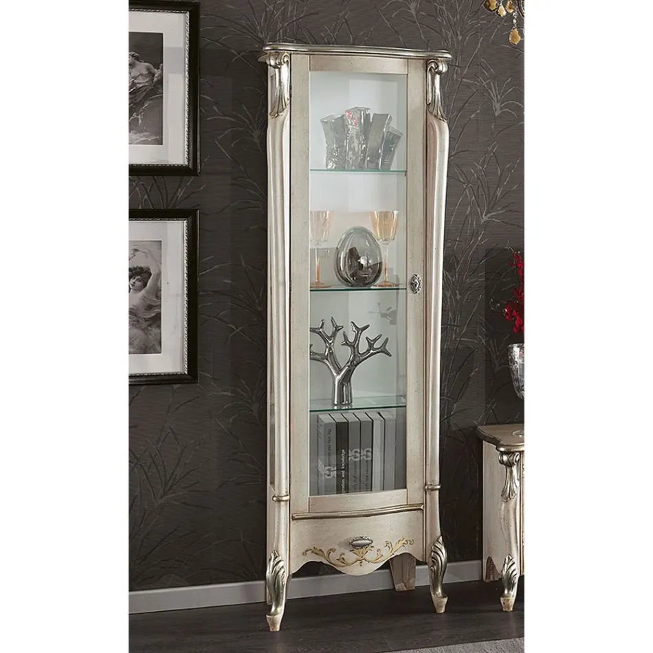 Vetrina Classica con Anta in Legno Bianco o Noce Made in Italy - Caligola Viadurini