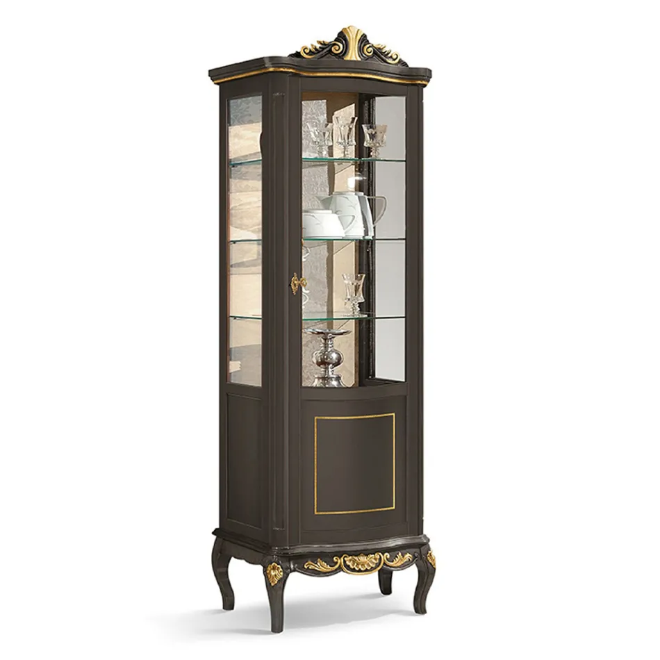 Vetrina Classica in Legno Noce Bianco o Moka Made in Italy - Chantilly Viadurini