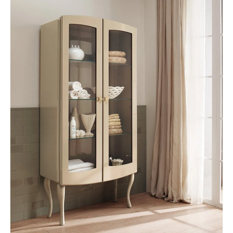 Vetrina Completa di Due Ante e Tre Ripiani in Vetro Made in Italy - Candy Viadurini