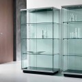 Vetrina Credenza a Parete in Vetro Trasparente 2 Ante con Serratura - Antonia