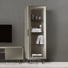 Vetrina da Soggiorno con 1 Anta in Mdf Finitura Nichel Made in Italy - Hilde Viadurini