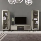 Vetrina da Soggiorno con 1 Anta in Mdf Finitura Nichel Made in Italy - Hilde Viadurini