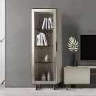 Vetrina da Soggiorno con 1 Anta in Mdf Finitura Nichel Made in Italy - Hilde Viadurini