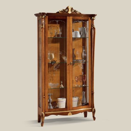 Vetrina da Soggiorno in Legno con 2 Ante Classica Made in Italy - Cambrige Viadurini
