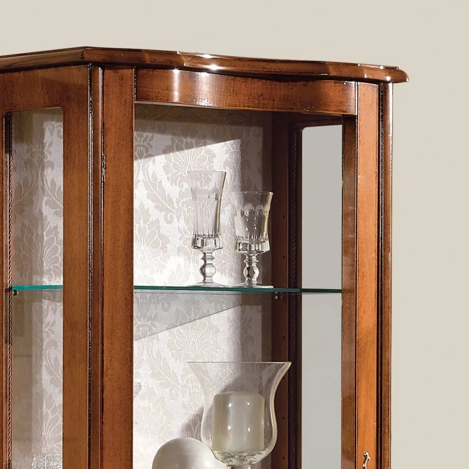 Vetrina Soggiorno Legno Noce o Bianco con 1 Anta Made in Italy - Versaille Viadurini