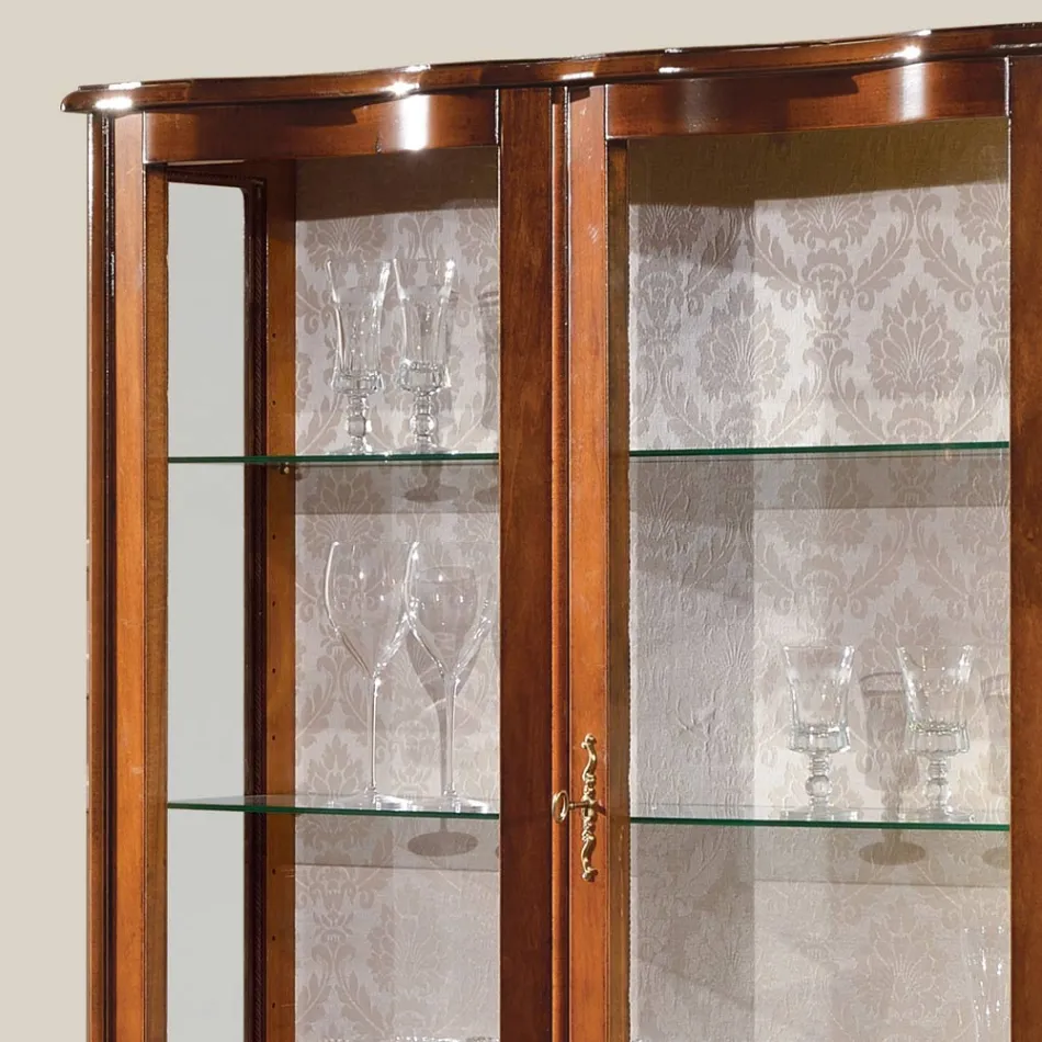 Vetrina Stile Classico Legno con Ante e Cassetti Made in Italy - Versaille Viadurini