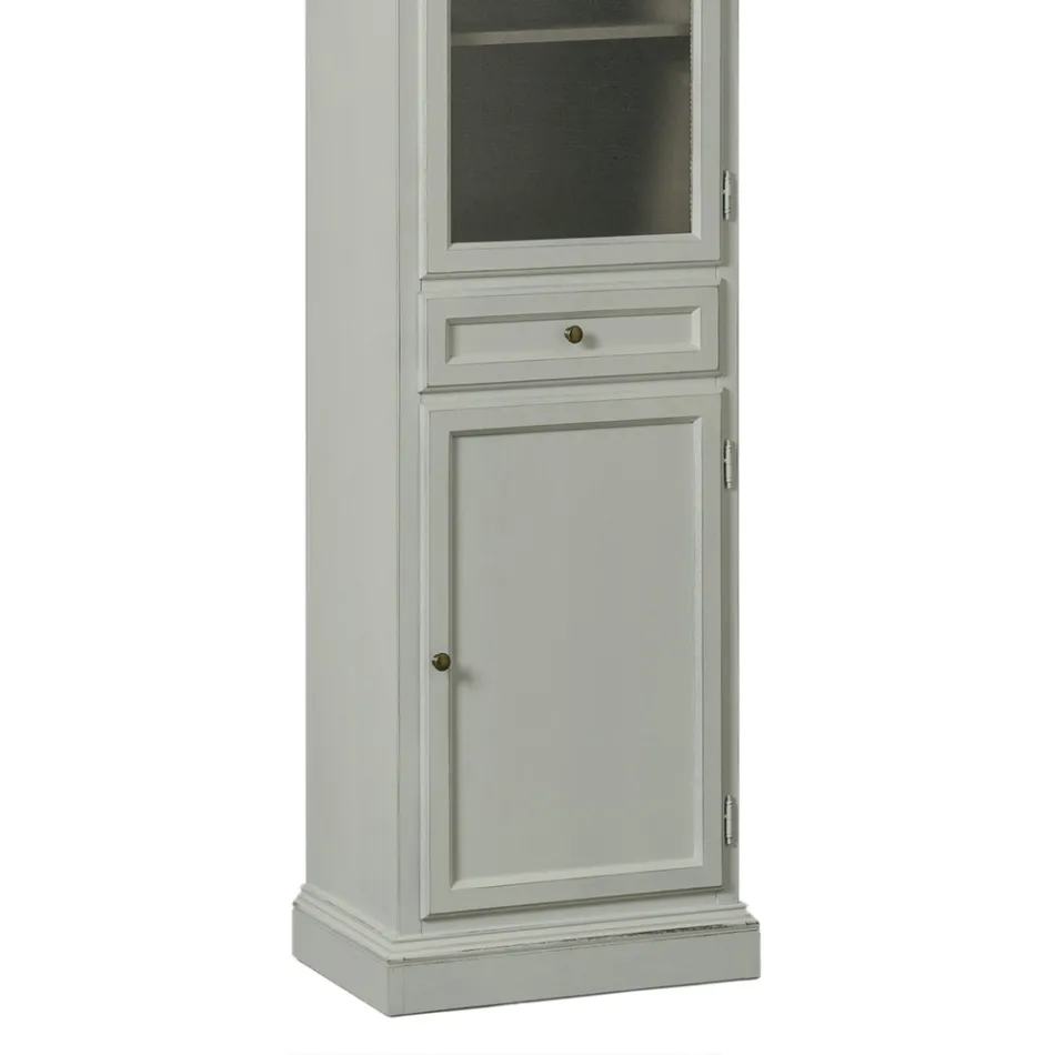 Vetrinetta con 1 Anta in Vetro, 1 Cassetto e 1 Anta in Legno Made in Italy - Camene Viadurini