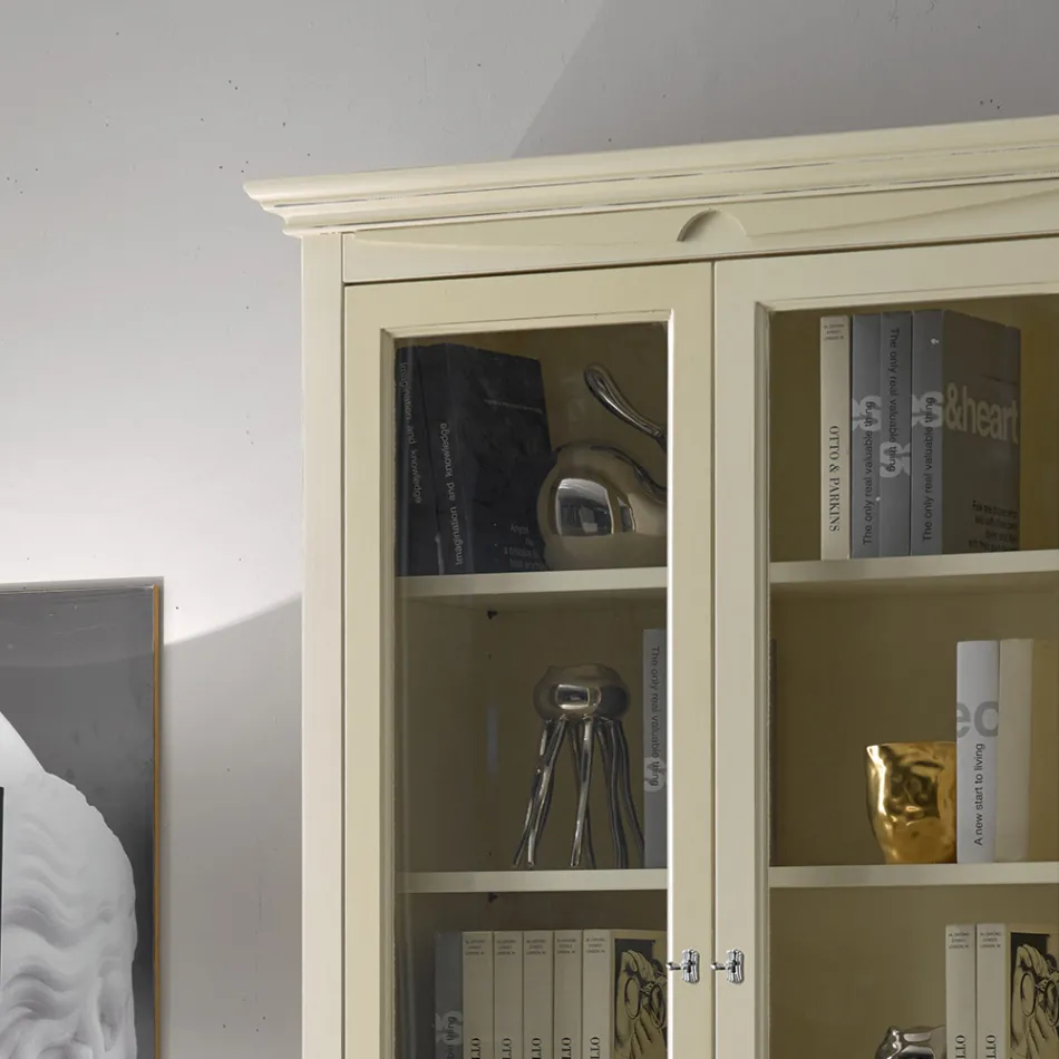 Vetrinetta con 2 Ante in Legno e 2 Ante con Vetro Made in Italy - Fenrir Viadurini