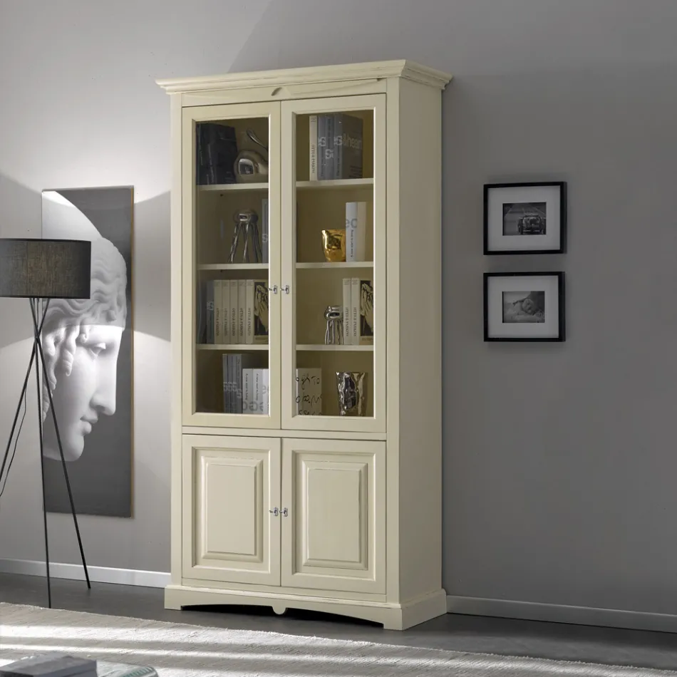 Vetrinetta con 2 Ante in Legno e 2 Ante con Vetro Made in Italy - Fenrir Viadurini